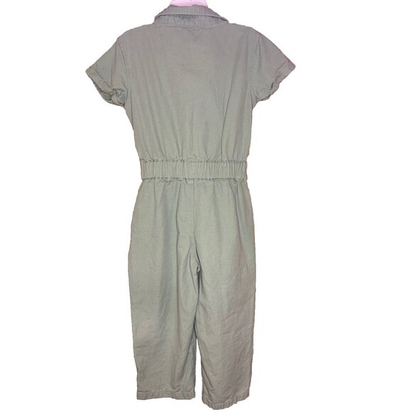 CAT & JACK GIRLS JUMPSUIT ROMPER POCKETS Dressy Outfit Army Green Size 6/7 - Picture 2 of 3